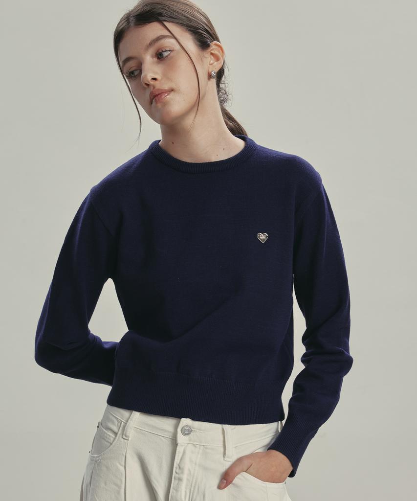 KNITTED (W) Basic Essential Washable Round Knit Navy