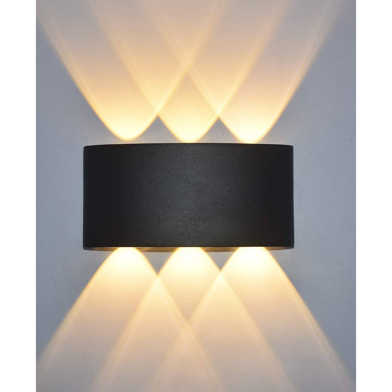

6 Watts (Pack of 1) 6 Ray Oval Up-Down Outdoor LED Outdoor Waterproof IP65 Exterior Wall Step Light Fixture Waterproof Lamp Warm White