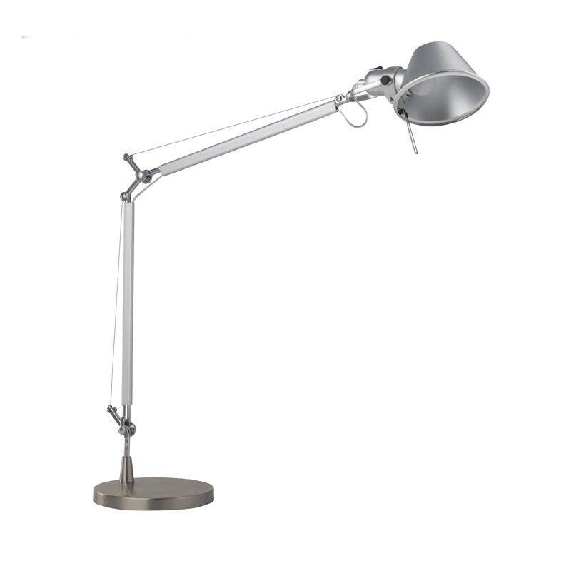 Adjustable Long Swing Arm Desk Lamp Modern Fashion Silver Aluminium Office Reading Study LED Clamp Desktop Table Light with Clip