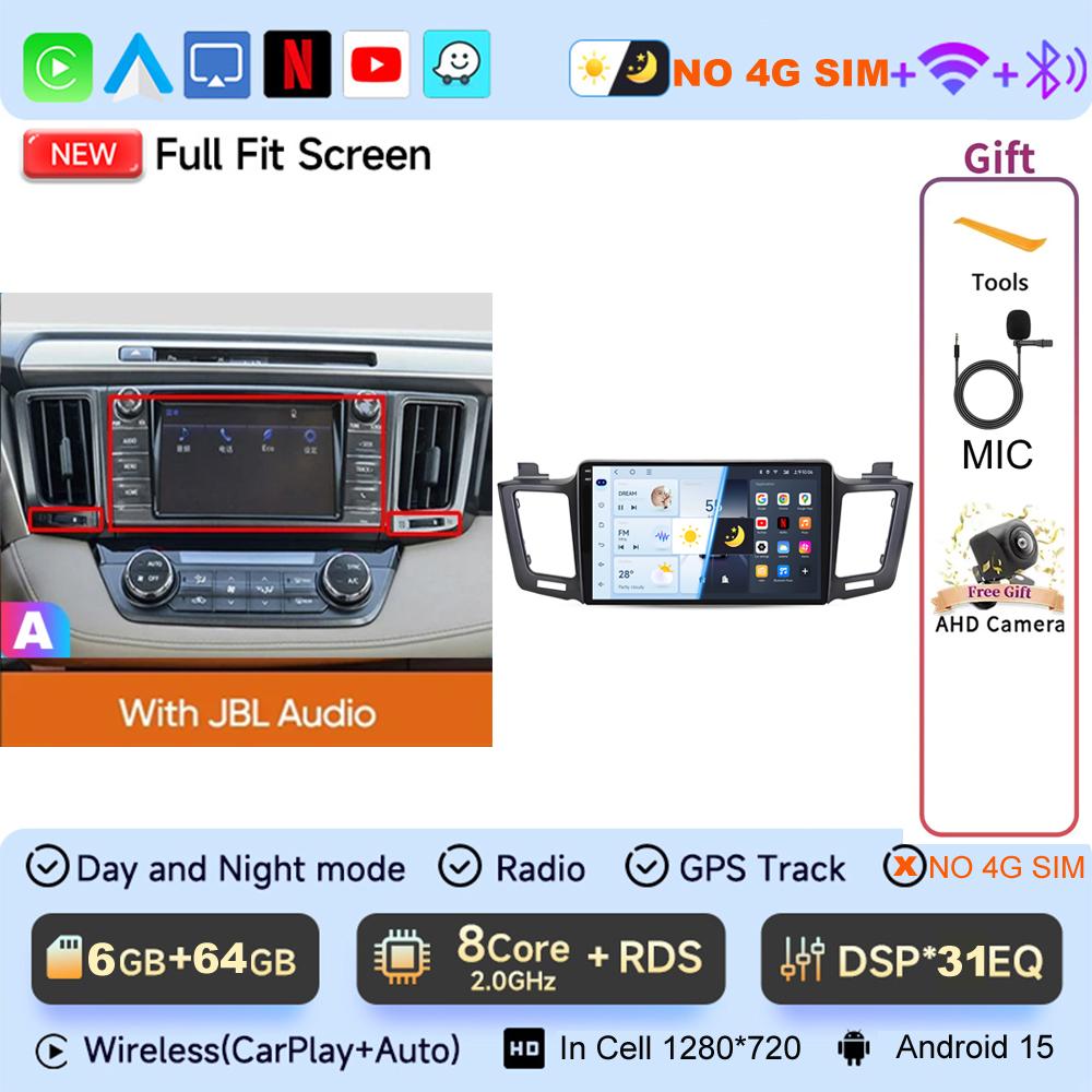 JIUYIN 10.1" Car Radio For Toyota RAV4 2012-2018 Wireless CarPlay Android Auto Multimedia GPS Navigation Audio Stereo Player