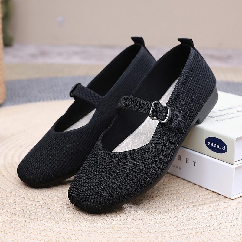 Shoes casual fashion spring and autumn single shoes fly-woven breathable soft sole one pedal shallow mouth flat shoes