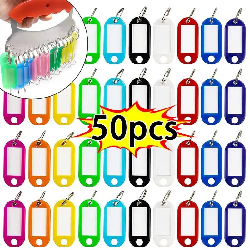5/10/50Pcs Multicolor Keychain Key ID Label Tags Luggage ID Tag Keychains Hotel Number Classification Card Key Rings Accessories