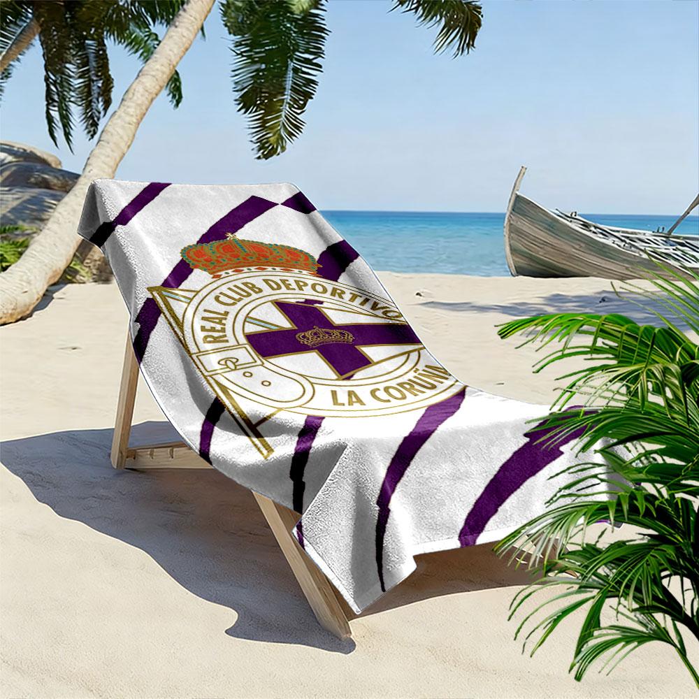 Regal Crest with Stripes Print Beach Towel, Quick Drying, Suitable for Travel, Outdoor Sports, Jogging, the Beach and Swimming, Gift