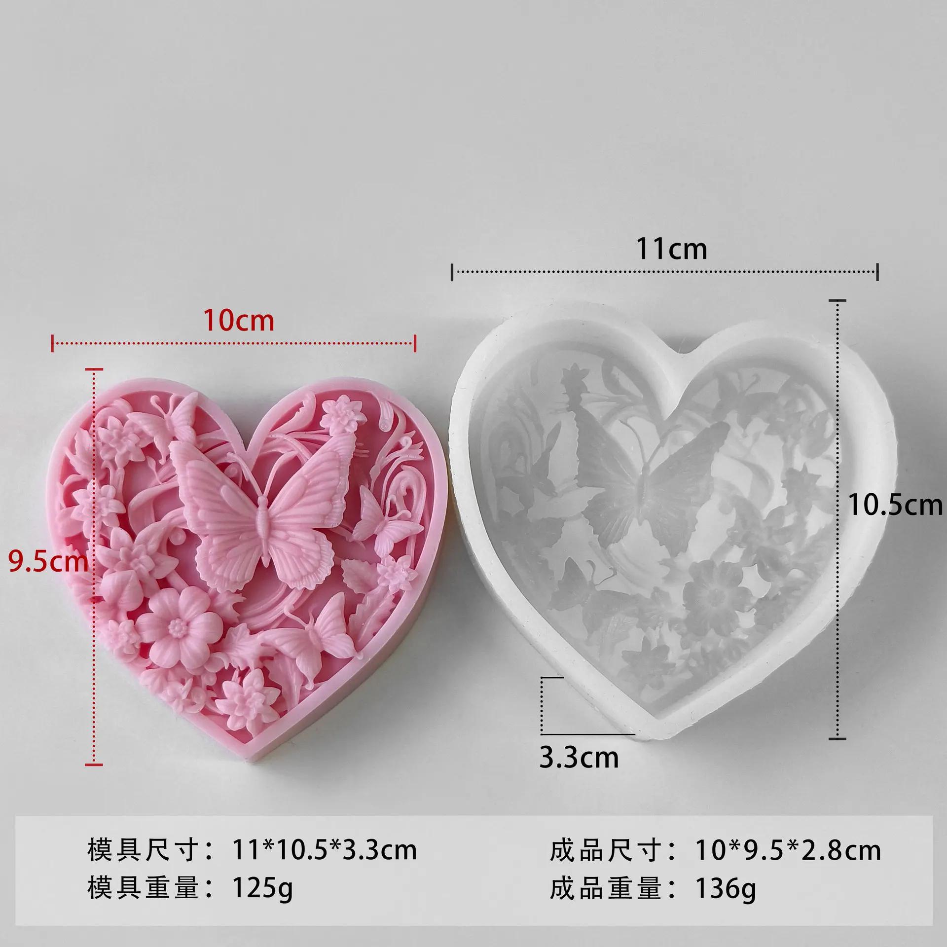 

Flower Butterfly Candle Silicone Mold 3D Heart Butterfly Craft Soap Resin Cement Mold DIY Chocolate Cake Baking Tool Home Gift