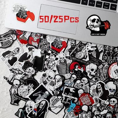 50/25Pcs Red and Black  Stickers Ghost Face Funny Horror Stickers Guitar Skateboard Halloween Stickers