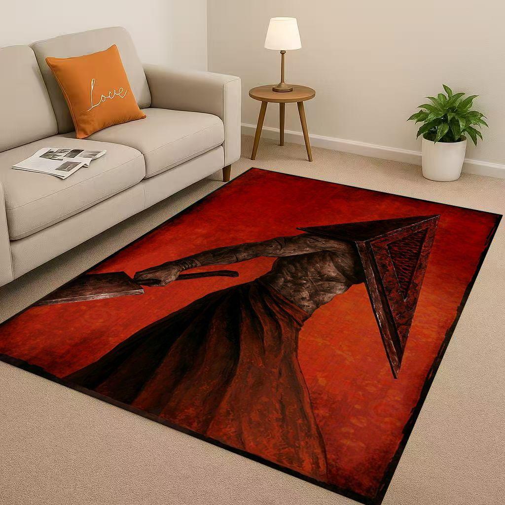 Retro Game Silent Hill Pyramid Head Horror Movie Living Room Non-Slip Area Rug Carpet for Bedroom Playroom Sofa,Home Doormat
