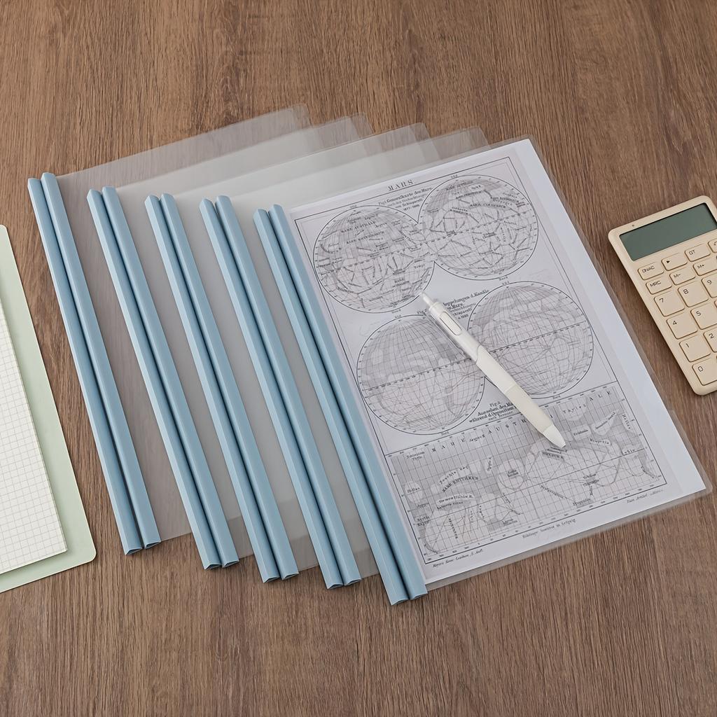 10pcs A4 Rod Binder Clips,Thickened PP Material,Transparent Colorful Document Holders, Large Capacity Book Covers,Office Supplie