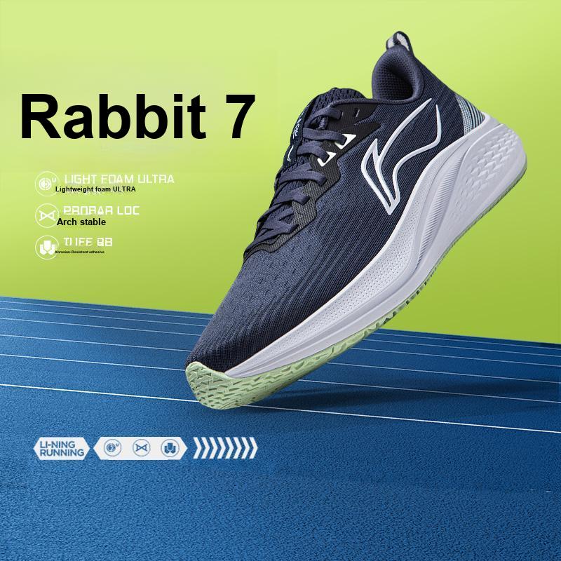 New LiNing Red Hare 7 Cushioning Slip Resistant Support Lightweight Rebound Low Top Casual Running Shoes Men's Dark Blue ARPU003-33