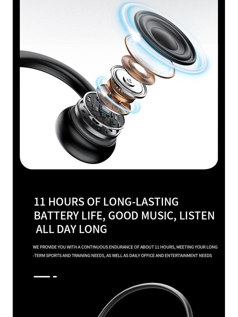 B8 Bone Conduction Open-Ear Bluetooth Headphones - Waterproof, Sports & Cycling Ear-Hook Design.