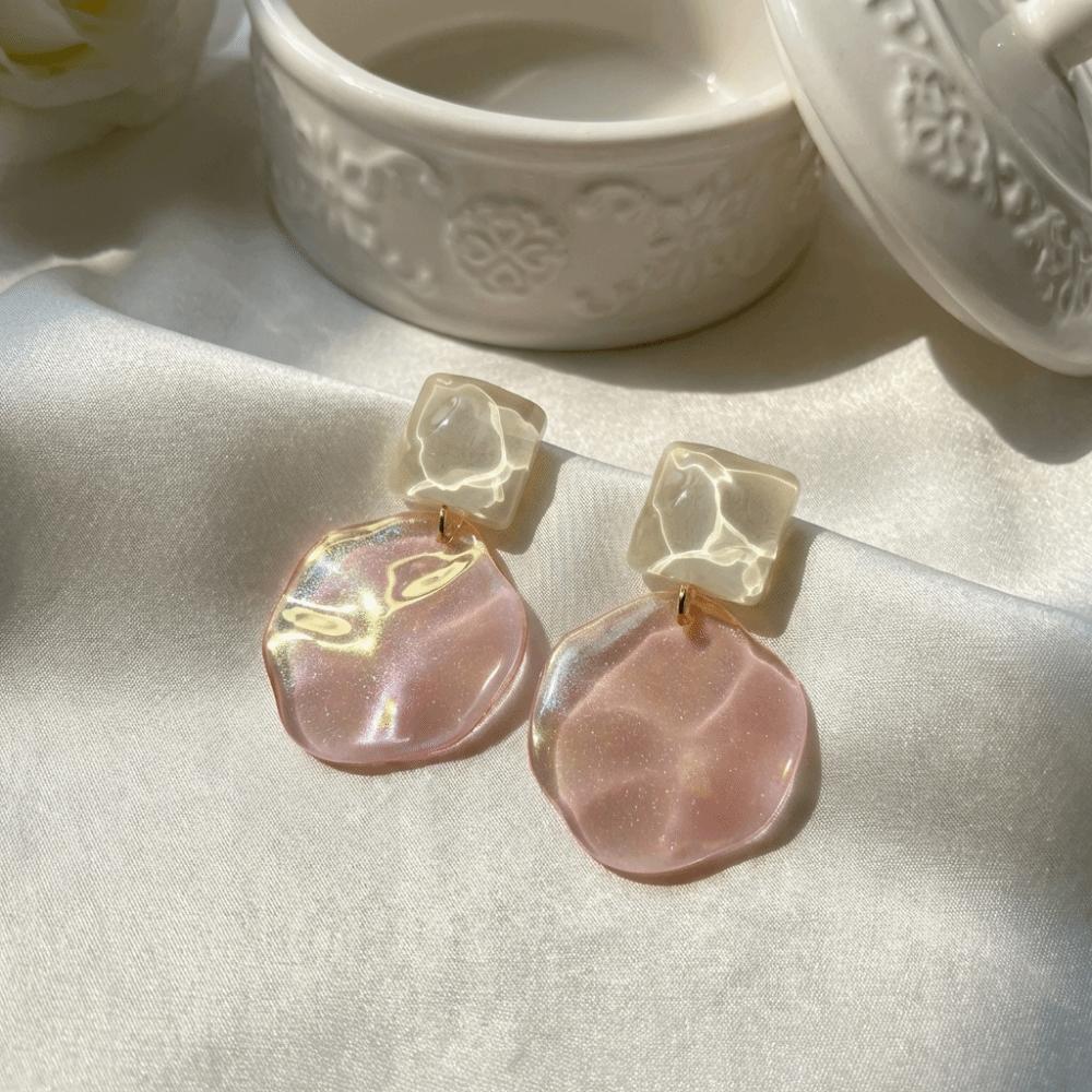 Sweet Irregular Geometric Ear Stud Wavy Round Jewelry Water Ripple Eardrop Spring Summer