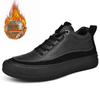 Men's Winter Fashion Low-Top Leather Martin Shoes - Casual, Lace-Up, Plus Velvet Warm.