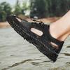 Fashion Summer Outdoor  Comfort Men Sandals Breathable Leisure Beach Vacation Men Hollow Out Shoes Quality Split Leather The Men Sandals