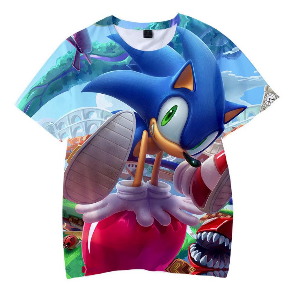 3D Clothing T-shirt, Sonic The Hedgehog Cartoon Character Printed Half-sleeved Summer Adult Children's Clothing Short Sleeved