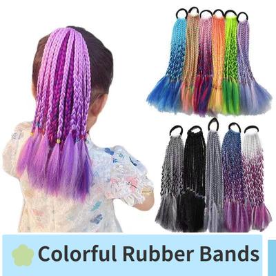Neue Mädchen Bunte Schmutzige Zöpfe Twist Krawatte Perücken Pferdeschwanz Kinder Haar Stirnbänder Gummibänder Prinzessin Schönheit Haar Kopfbedeckung