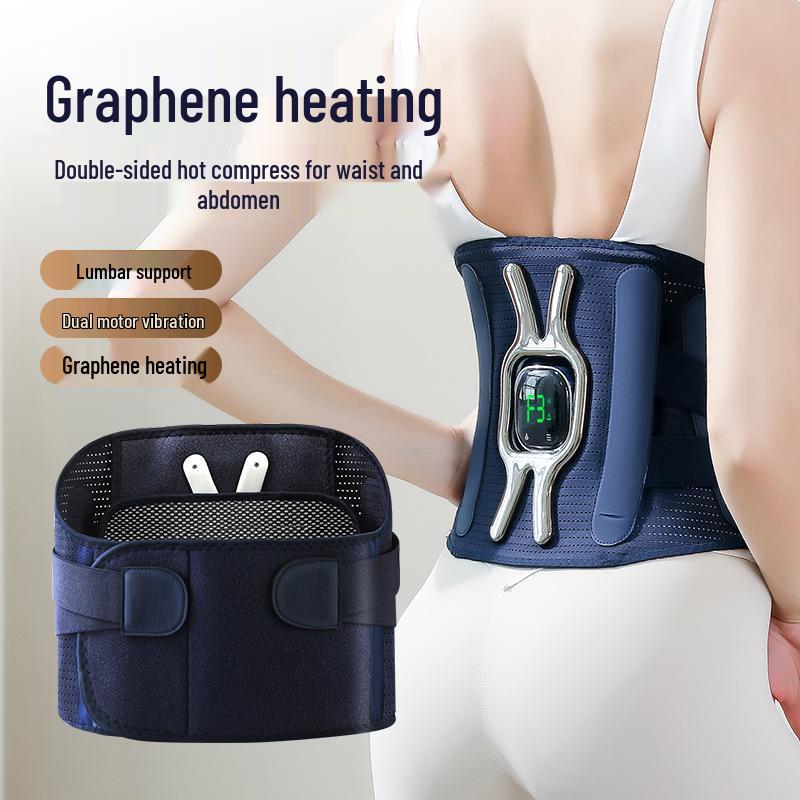 

Вибрирующий согревающий пояс для поддержки спины массажер для облегчения боли English синий/глубокий