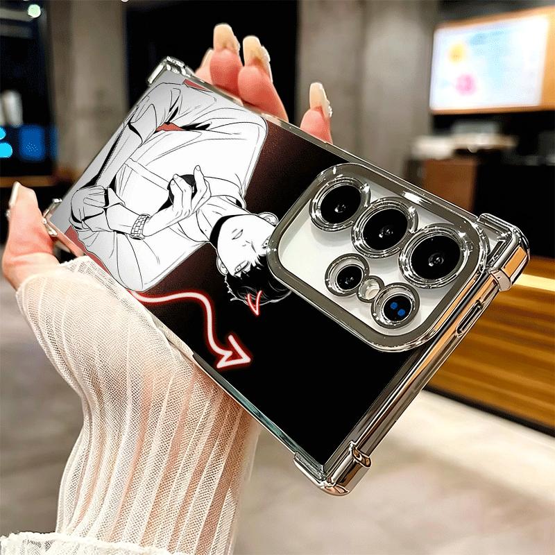B-J A-Alex Anime Plating Phone Case For Samsung Galaxy S24 S25 FE S26 Edge S23 Ultra S22 S21 Plus S20 Anti-Fall Airabag Cover