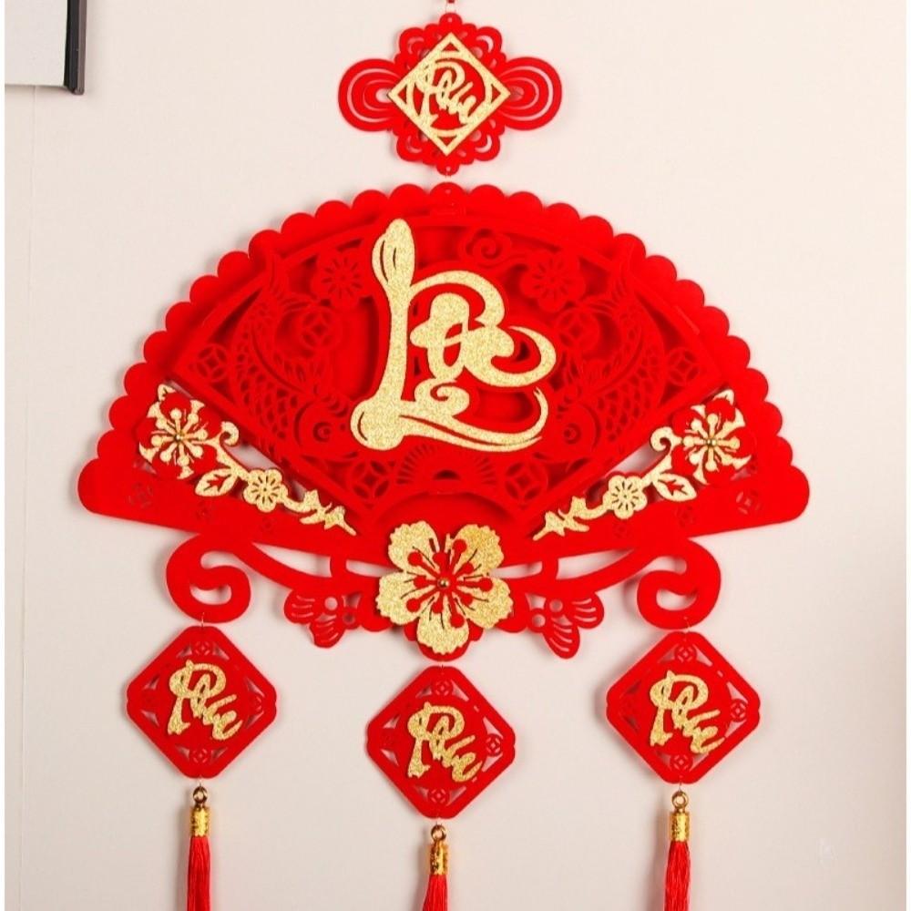 Vietnamese Lunar New Year Tet Pendant Felt Fabric with Tassel Spring Festival Hanging Traditional Spring Festival