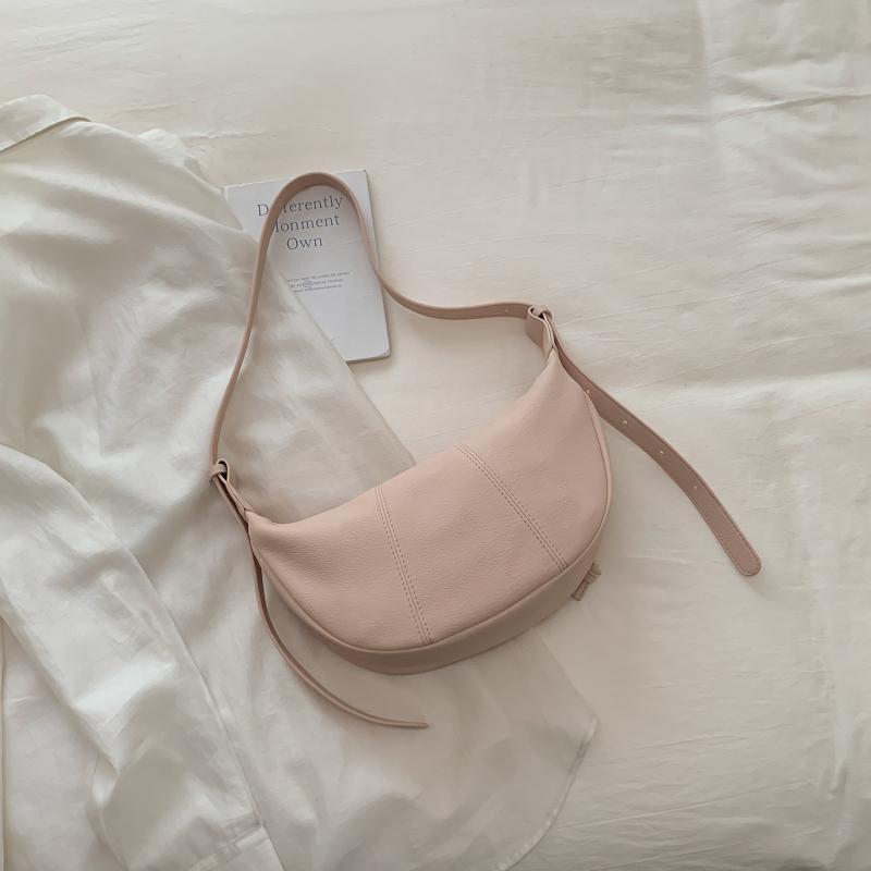 Minimalist Crossbody Bag for Women Soft Leather Shoulder Bag Zip Closure Trendy Hobo Style Handbag