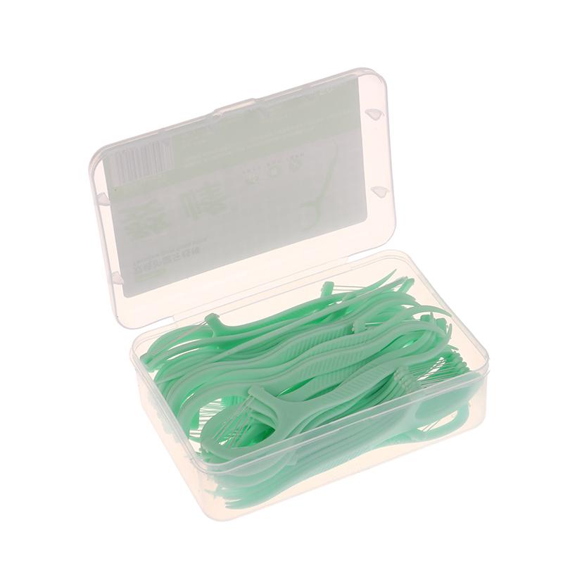 

Portable Oral Cleaning Toothpick Floss Pick Disposable Bow Design Double Line Dental Floss Mint Carry-on Adult Teeth Oral Care