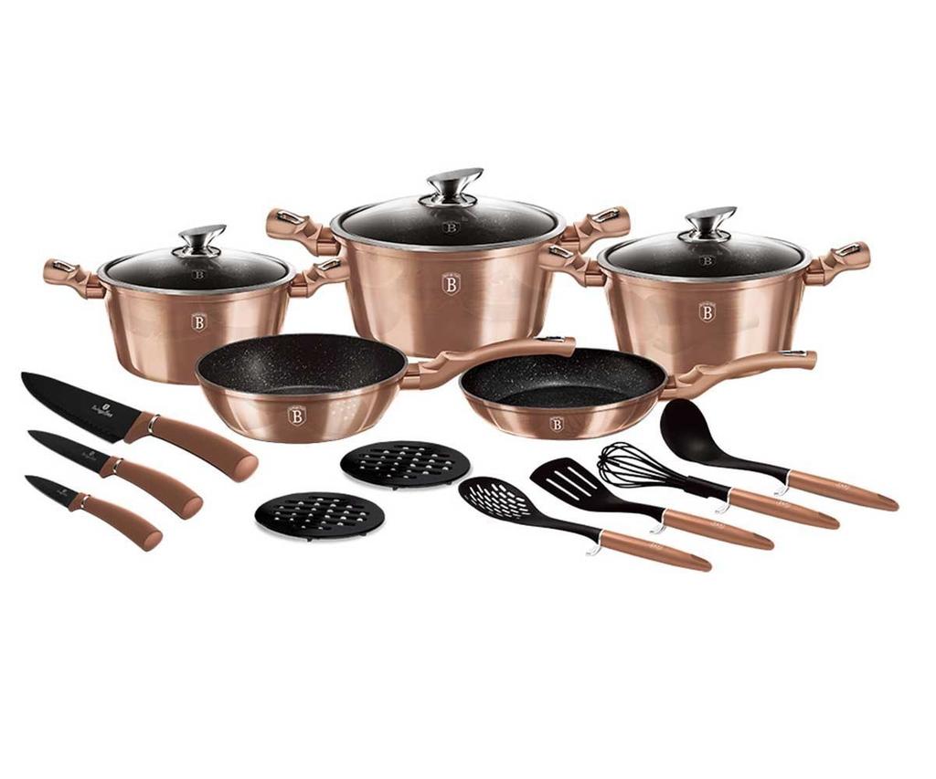 Zestaw garnków granitowych bh-6161 rose gold 17 elementów lumarko!