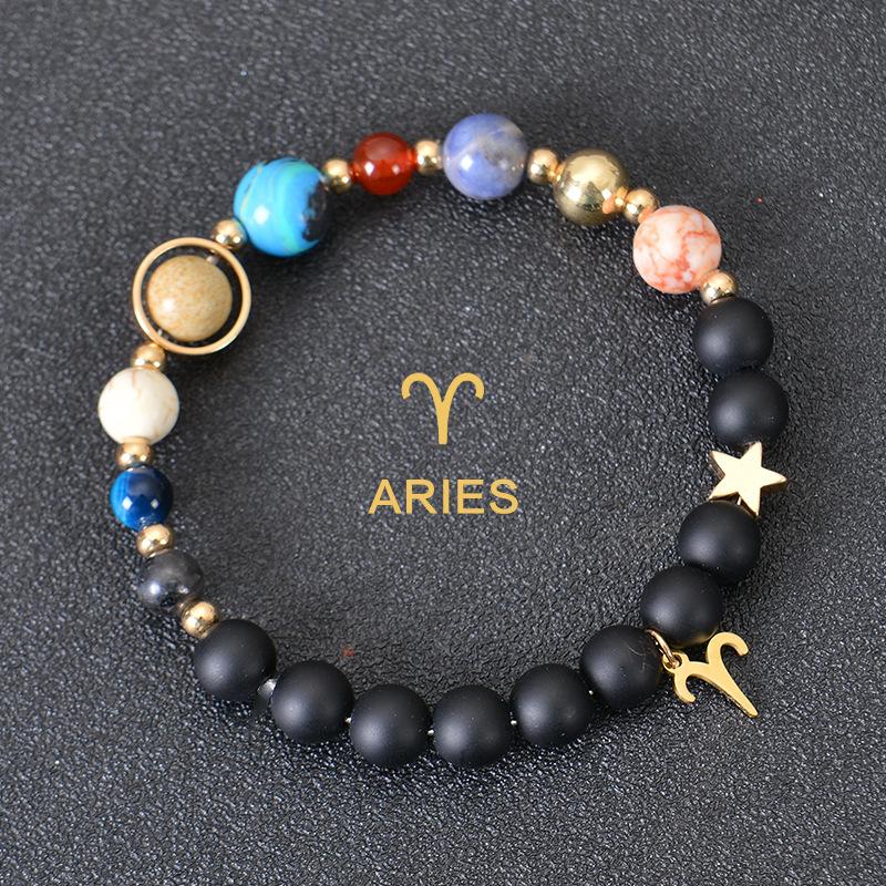 Eight major planets and twelve zodiac signs bracelet, frosted stone, bead bracelet, planets, Christmas gift, Stocking stuffers