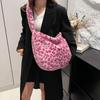 Trendy Large Capacity Plush Crossbody Bag For Women With Elegant Leopard Pattern