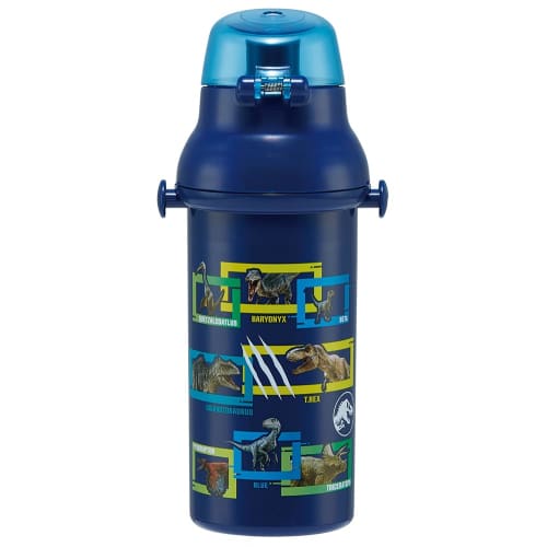 Skater Children's Water Bottle, 480ml, Direct Drinking, Plastic, One-Touch Operation, Dishwasher Safe, Made in Japan, Jurassic 24, Boys, PSB5SANAG-A