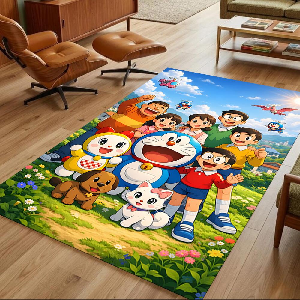 Doraemon Adventure Team Journey Non-Slip Home Carpet Design for Office Decor Living Room Gift