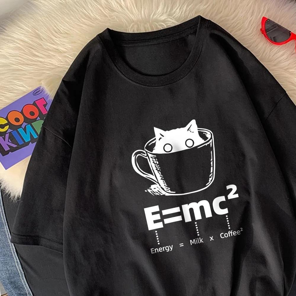 A Cup of Kitten Is Equivalent To A Latte Women TShirts Cartoons Prints Tops Soft ONeck T Shirt Summer Clothes Graphic T Shirts