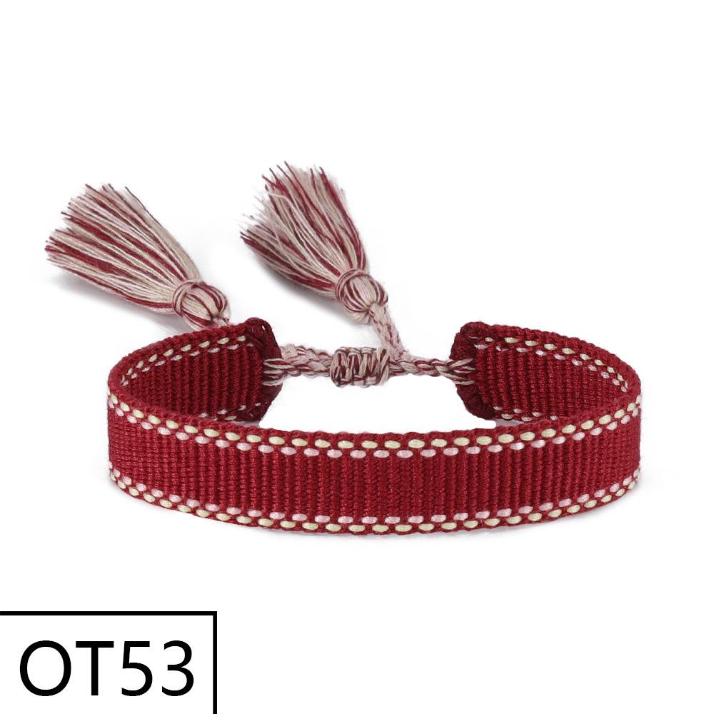 European & American Style Woven Bracelet - Solid Color, 1.3cm, Handmade Tassel, Fashionable Polyester Hand Rope for Women