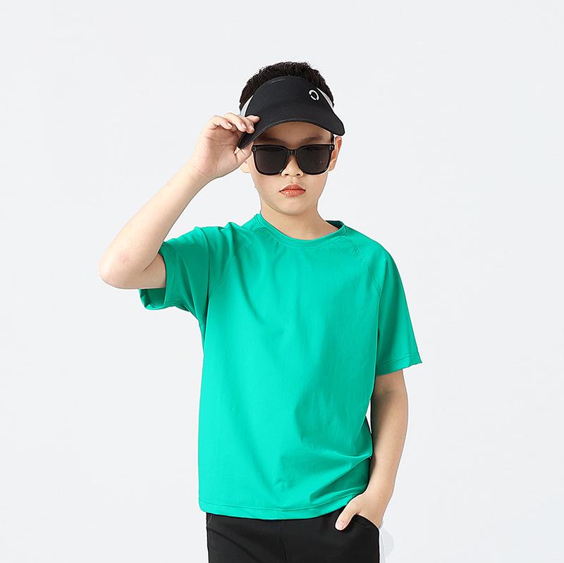 Summer Korean Version of Children's Clothing New Boys Sports Short Sleeve Big Children Speed Dry Ice Silk Top Girls Short Sleeve T-shirt