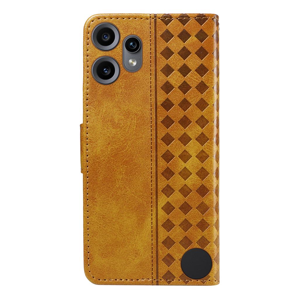 For Nothing CMF Phone 2 Pro Leather Case Wallet Stand Grids Imprinted Phone Cover with Strap