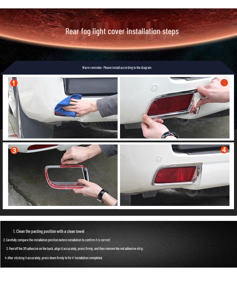 Compatible Rear Fog Light Cover & Bright Trim for 2008-2016 Hyundai Elantra
