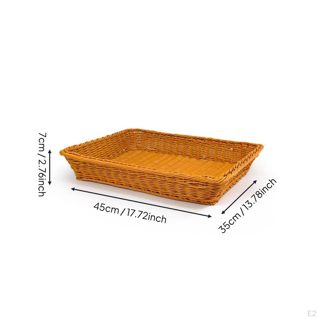 Rectangular Woven Fruit Basket Large Capacity Imitation Rattan Easy To Clean Bread