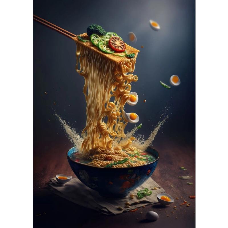 Japanese Food Ramen Noodles Posters and Prints Canvas Printing Modern Wall Art Picture for Cuisine Room Restaurant Decoration