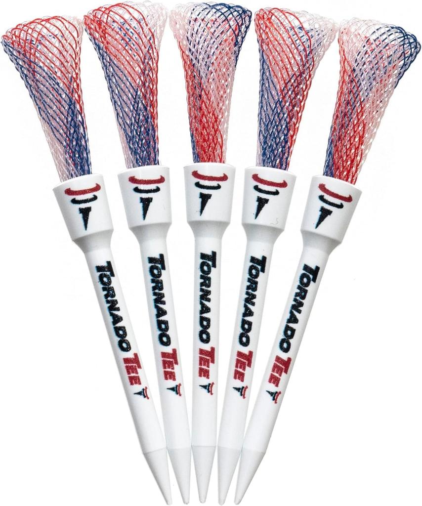 Tornado Golf and Fluorescent Colors 4 Tees, 5-Pack, 3.25" 4" (Red/White/Blue, in) [Used]