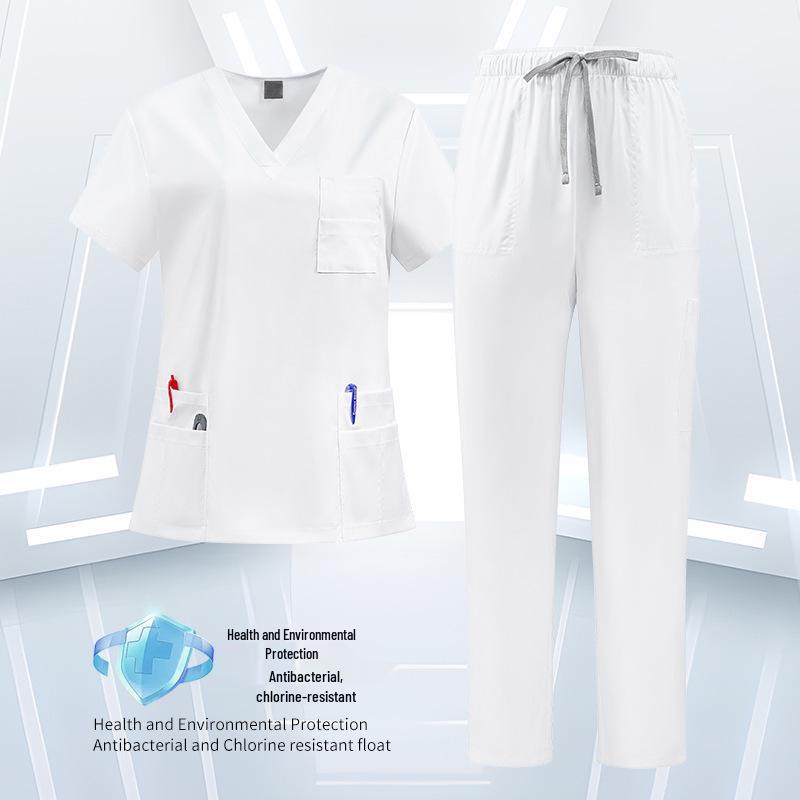 Unisex Quick-Dry Short-Sleeve Scrub Suit for Medical and Veterinary Professionals
