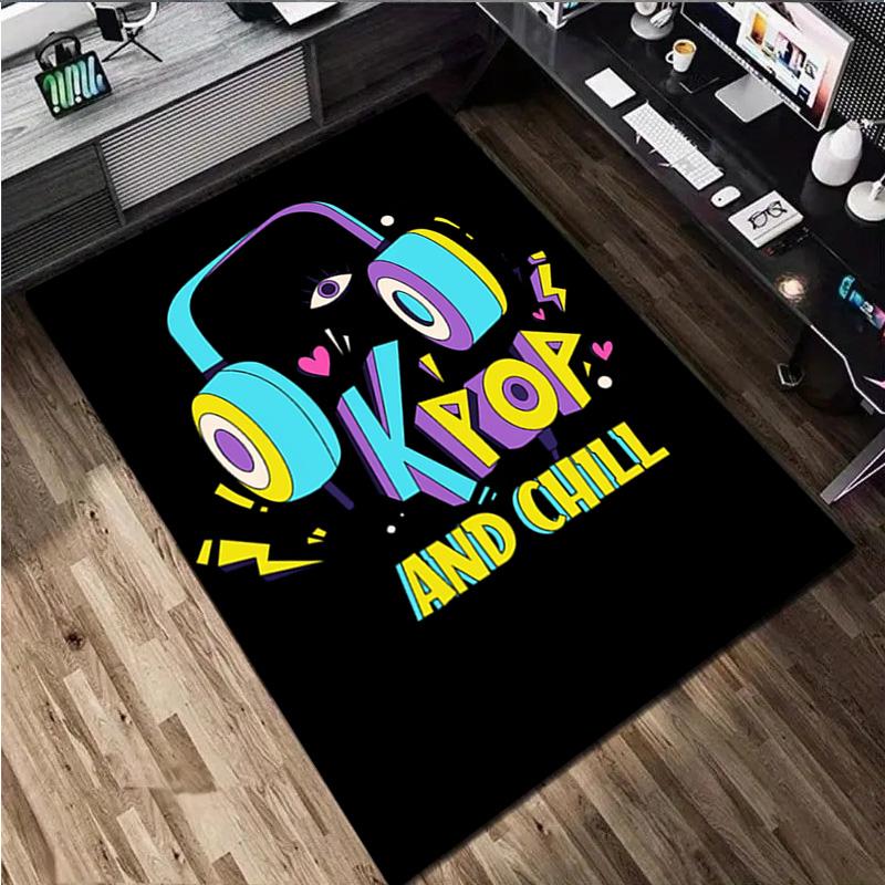 1Pc K Pop Print Rug - Home Decoration Carpet For Living Room Bedroom Flooring Computer Chair Area Rug