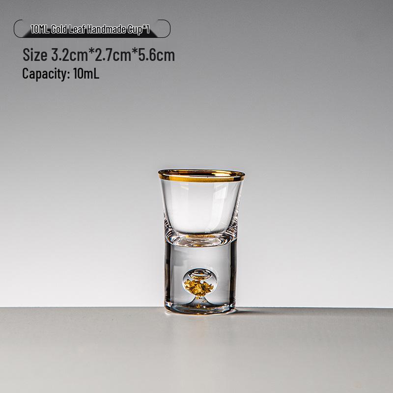 Gold Foil Shot Glass Set – Crystal White Wine Cups, Customizable with Logo