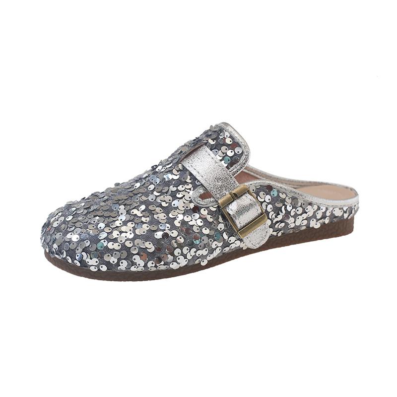 

Новая Французская Ретро Пряжка для Ремень Платформа Баотоу Полутапочки Женские Для Улицы Темперамент Знаменитость Баотоу Тапочки 35