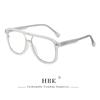 HBK Retro Simple Unisex Anti Blue Light Glasses Personalized Flat Double Bridge Frame Design Glasses Frame Ideal for Gifts