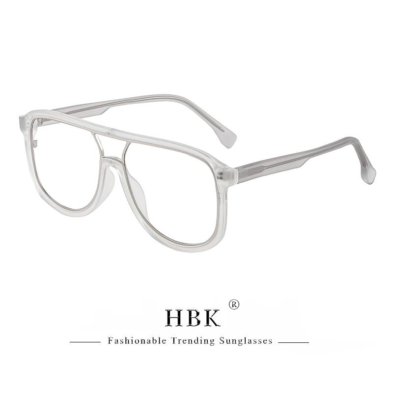 HBK Retro Simple Unisex Anti Blue Light Glasses Personalized Flat Double Bridge Frame Design Glasses Frame Ideal for Gifts