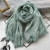 Autumn and Winter New Solid Color Blended Polyester and Cotton Scarf Women's Retro Dirty Dyed Striped Shawl Versatile Scarf Men