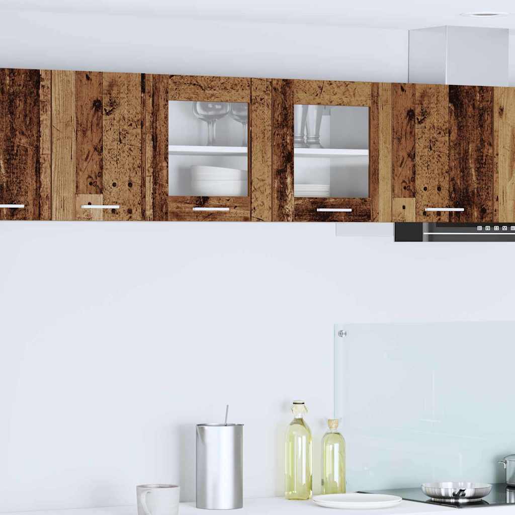 Hanging Cabinet In Vintage Wood and White 80 X 31 X 40 Cm Engineered Wood