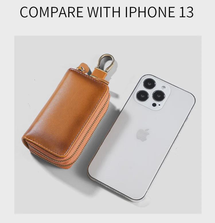 2023 Men's Genuine Leather Retro Car Key Cover, Contrast Color, Single & Double Layer Options