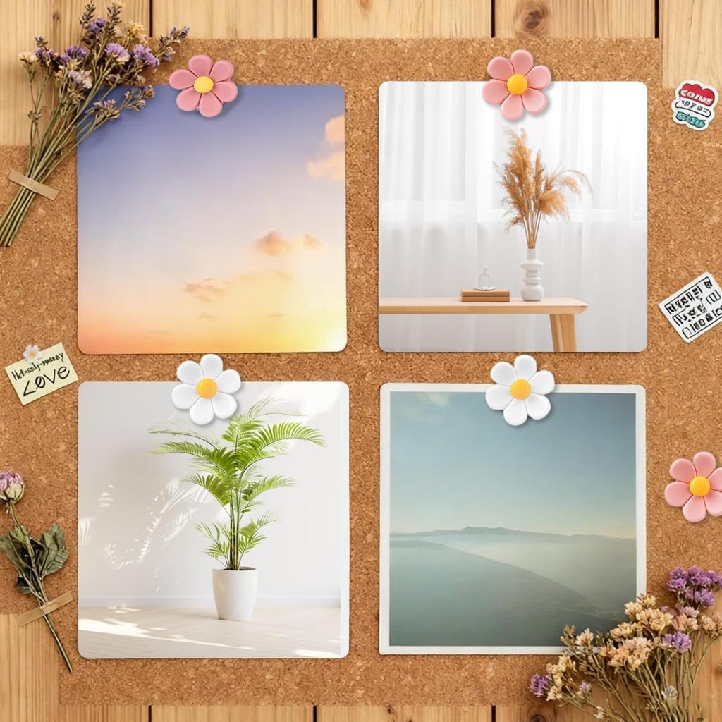 Cute Flower Push P, 30Pcs Aesthetic Thumb Tacks with Rust-Proof Metal Tips for Cork Bulletin Board, Photo Walls, Office & Home Decor