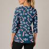 Women's Christmas Print V-Neck Work -Quarter Sleeve Caregiver Uniform Scrub Tunic