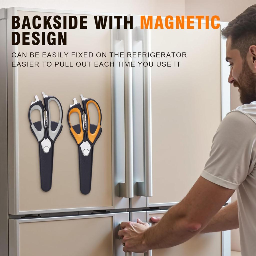 2 Pack Kitchen Scissors All Purpose Set with Magnetic Holder, Heavy Duty Kitchen Shears for Meat,Vegetable,Chicken,Fish,dismountable Cooking Scissors