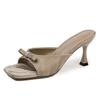 Square Toe 6cm/8cm High-heeled Sandals, Straight Drag Bow Sandals For Women