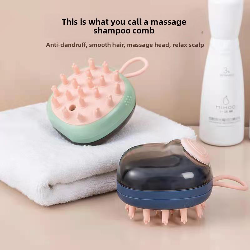 Head Meridian Hair Washing Silicone Massage Brush, Automatic Liquid-added Bath Shampoo Brush, Shower Cleaning Brush